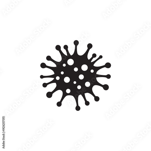 Black virus or bacteria icon silhouette isolated on white, vector microorganism illustration for health, medical, pandemic, and biology concepts