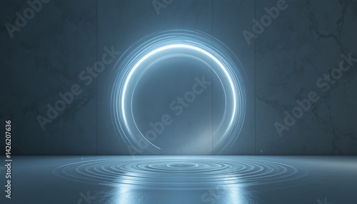 Dynamic light portal effect futuristic studio digital art minimal environment eye-level perspective concept of transition and possibility