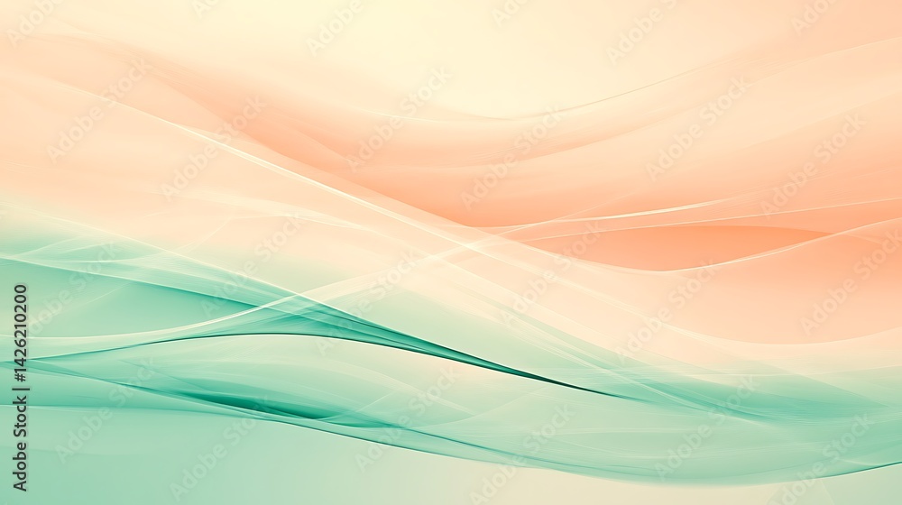 Fototapeta premium Abstract Peach Mint Wave Background.