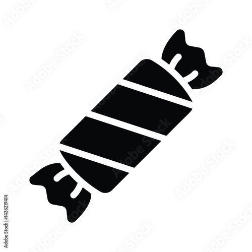 Latest icon of wrapped candy designed in glyph style