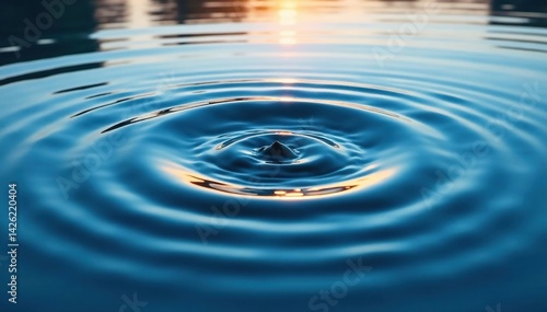 Circular ripples expanding from center, smooth water surface , circle, photo, freshwater