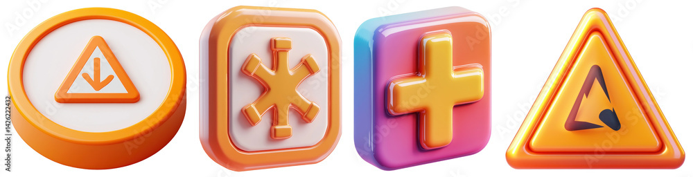Obraz premium A 3D health warning icon displayed on a transparent background, symbolizing the dangers of pathogens and the importance of health precautions, ideal for campaigns.