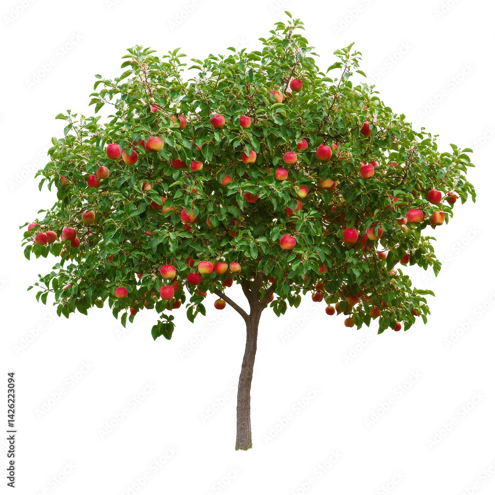Healthy apple tree full of ripe red apples in a sunny orchard enhancing the autumn landscape Healthy apple tree full of ripe red apples in a sunny orchard enhancing the autumn landscape