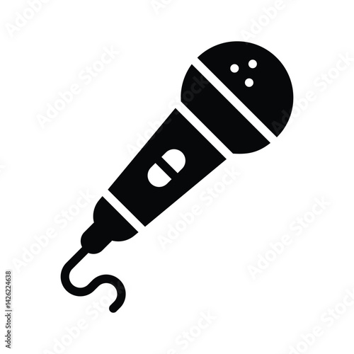 A captivating glyph icon showing wired singing mic