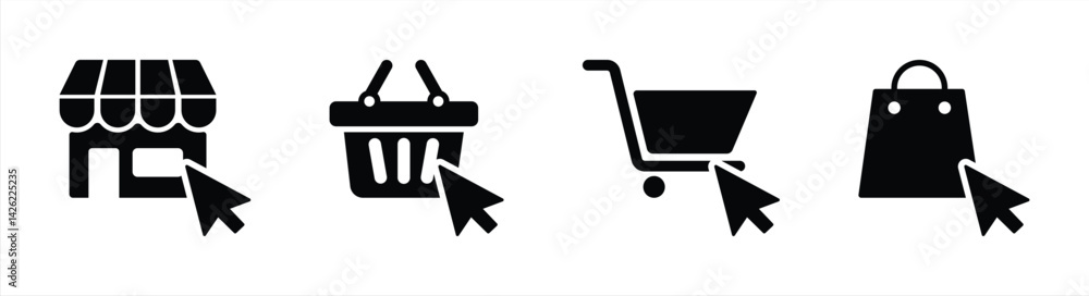 Digital Shopping Icon. E-Commerce and Online Purchases. Vector Illustration Digital Shopping Icon. E-Commerce and Online Purchases. Vector Illustration