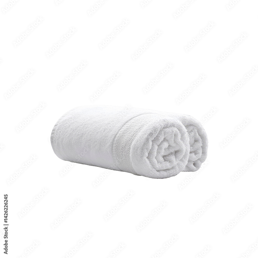 Rolled White Bath Towel on White Background Rolled White Bath Towel on White Background