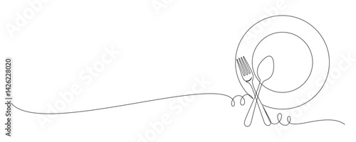 utlery continuous line art style 4