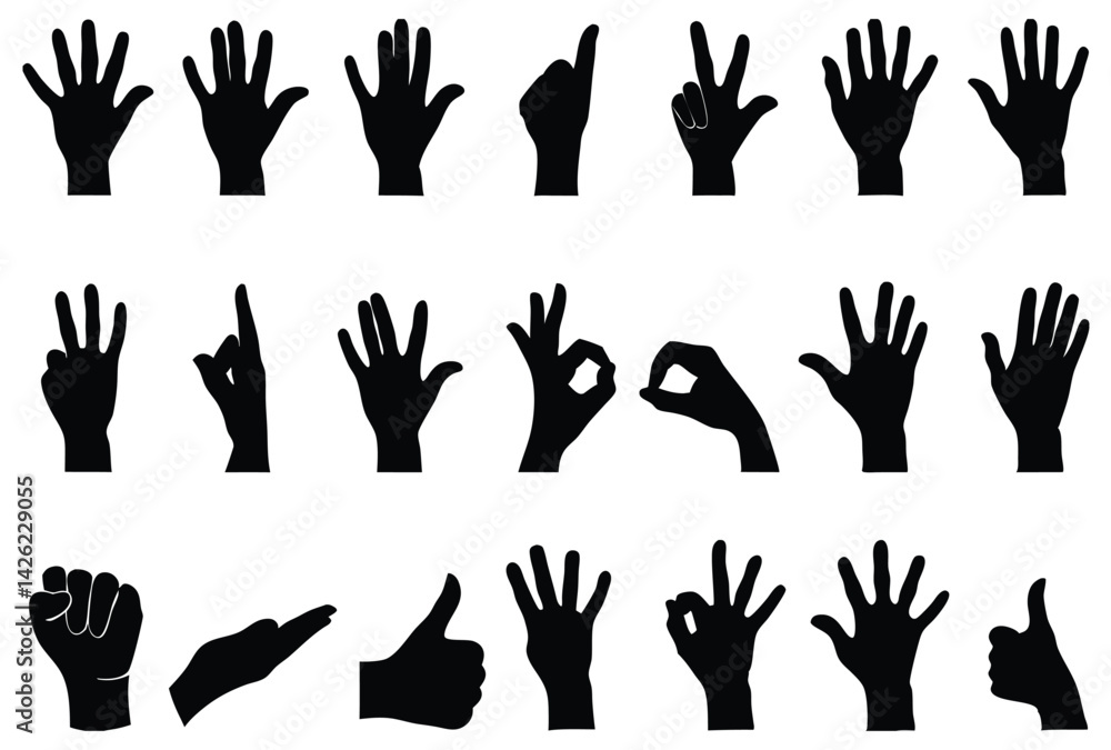 Fototapeta premium Hand Gesture Silhouettes Collection