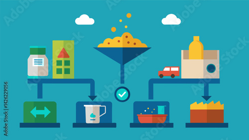 Separating Once sorted the materials go through a separation process where they are divided by size and density to remove any unwanted debris or. Vector illustration