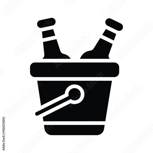 Easy to edit glyph style icon showing wine bucket