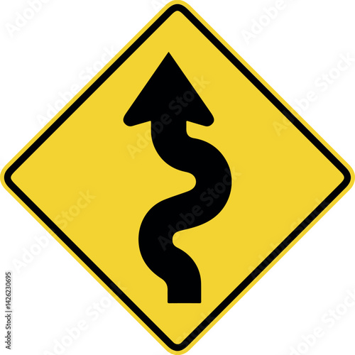 left winding road traffic sign