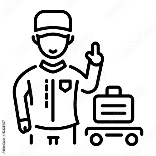 Line style icon showing hotel luggage service 
