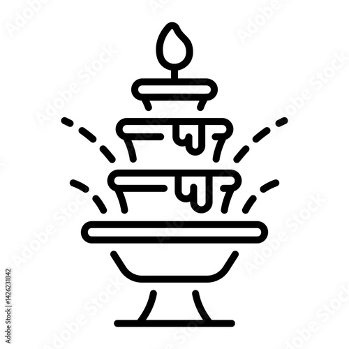 Decorated hotel fountain icon in linear style 