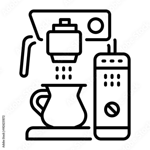 A linear style icon of a coffee machine 