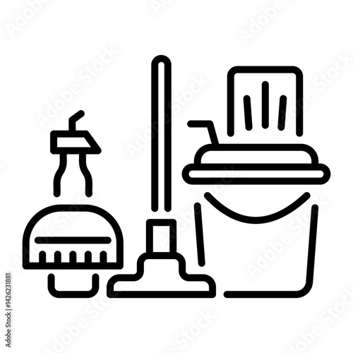 A line style icon of a cleaning bucket 