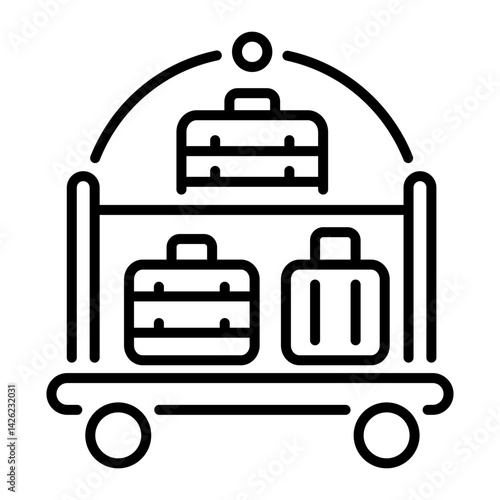 Hotel luggage cart icon in linear style 