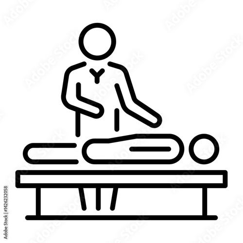 A masseur doing body massage of a character, line style illustration 