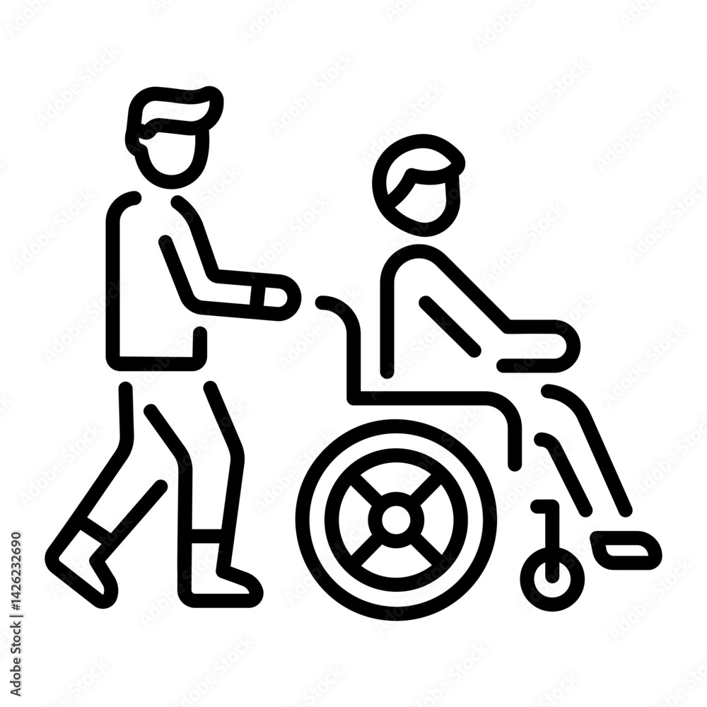 Special assistance service icon in linear style Special assistance service icon in linear style