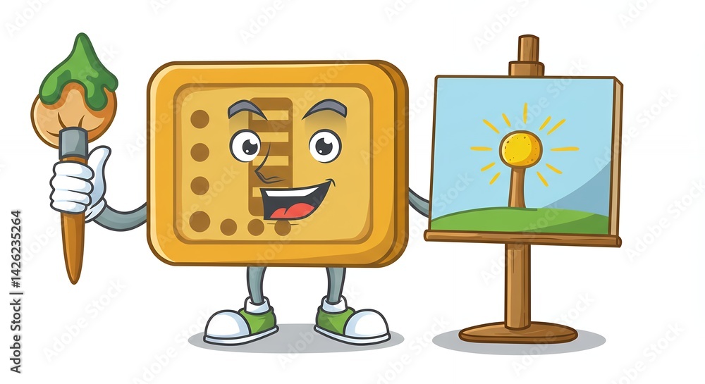 Naklejka premium Cartoon biscuit artist illustration