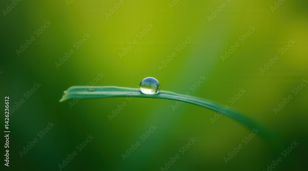 A single dew drop on a leaf, with a natural gradient from green to yellow, minimal composition and soft morning lighting A single dew drop on a leaf, with a natural gradient from green to yellow, minimal composition and soft morning lighting