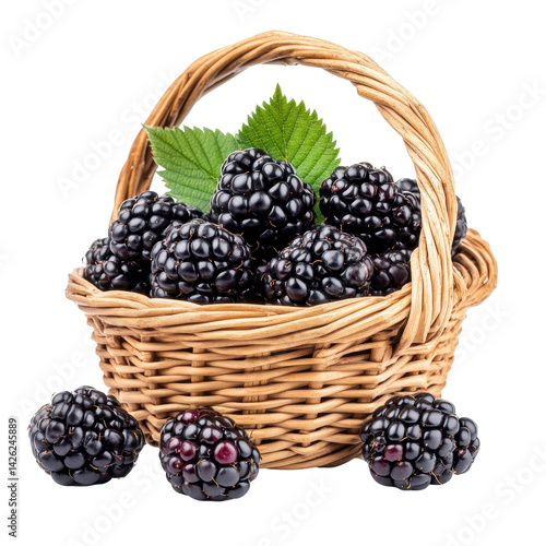 Wallpaper Mural Freshly picked blackberries in a woven basket on a white background during summer season Torontodigital.ca