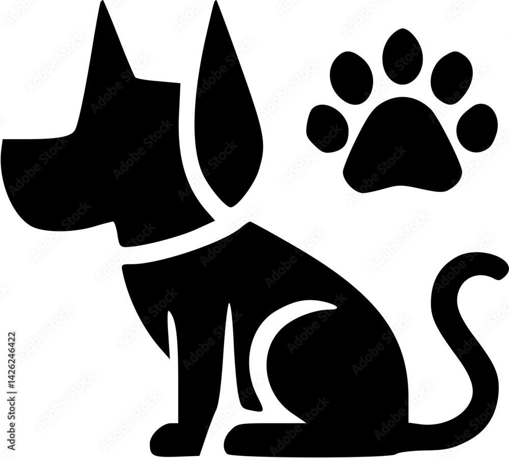 Fototapeta premium Simple black dog icon illustration