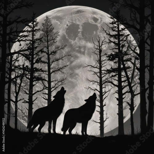 wolf howling at night, wolf howling at the moon