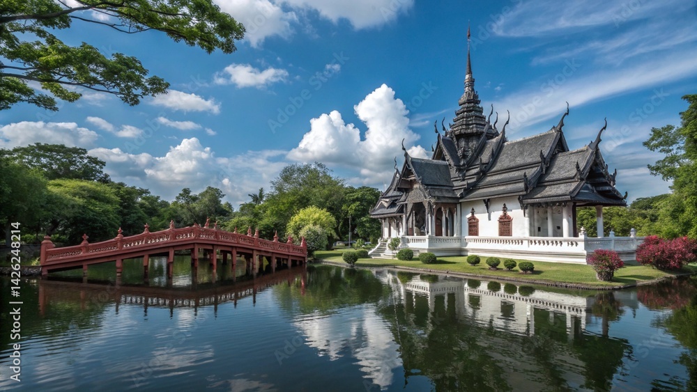 Tranquil temple by the lake Tranquil temple by the lake