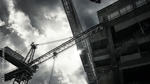Construction crane against a cloudy sky