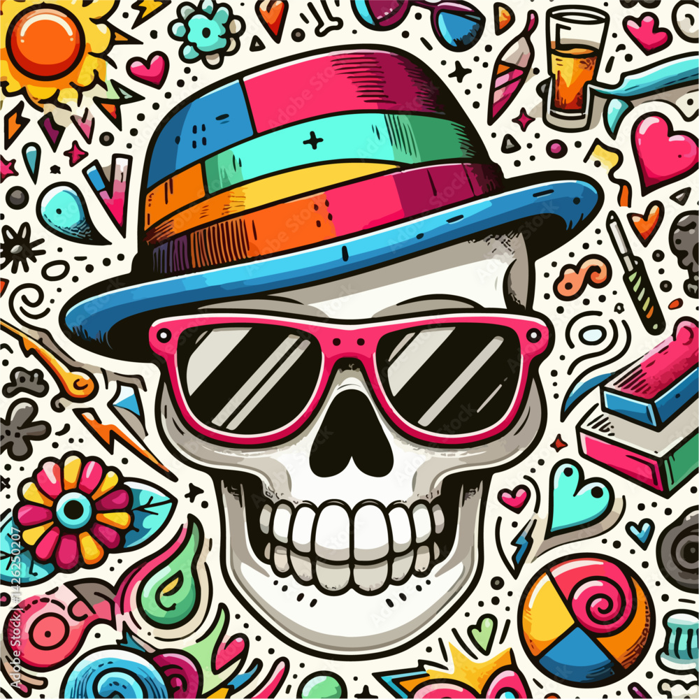 Obraz premium colorful skull vector illustration