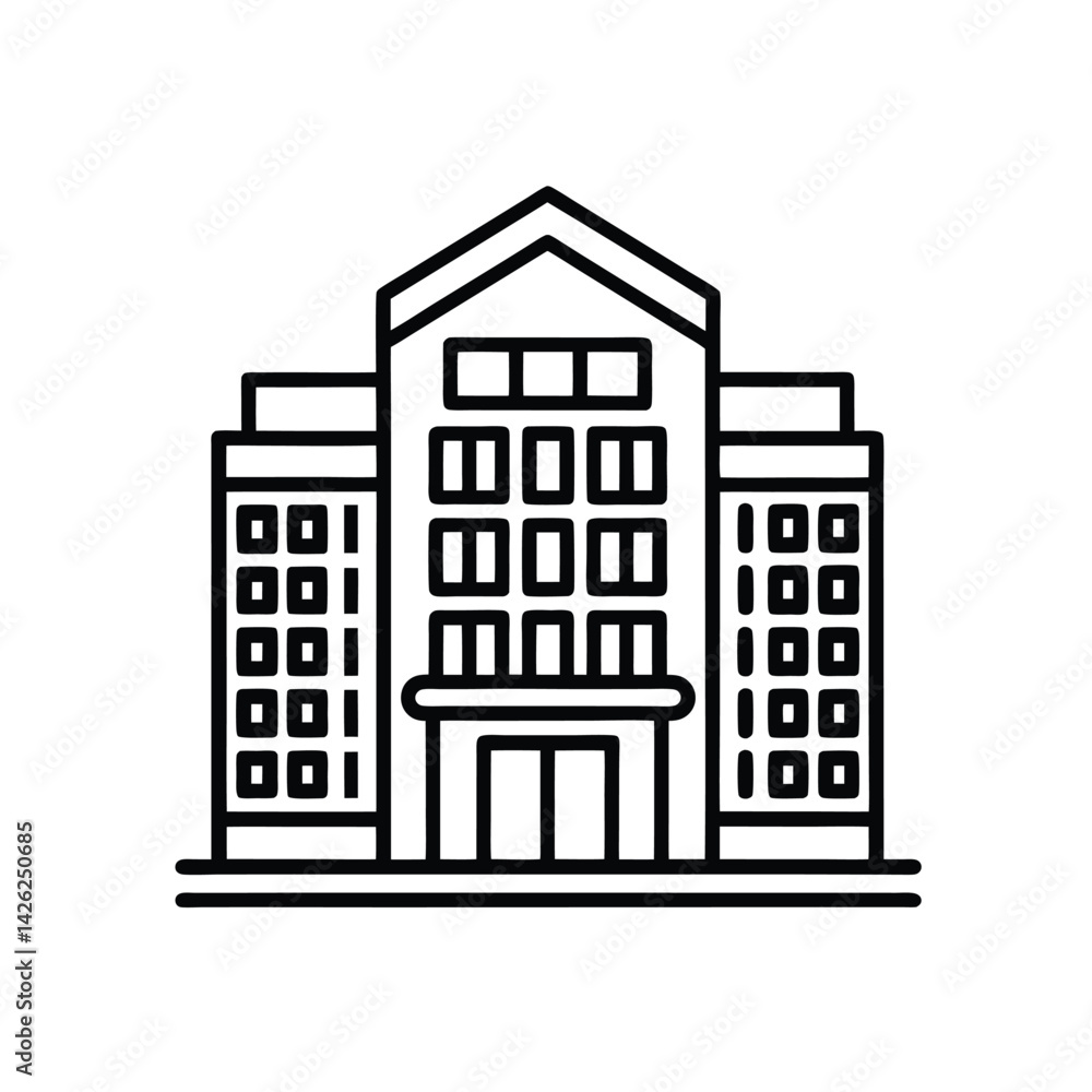 Hotel Vector Icon – Travel and Accommodation Symbol for Booking, Tourism, and Hospitality Designs Hotel Vector Icon – Travel and Accommodation Symbol for Booking, Tourism, and Hospitality Designs
