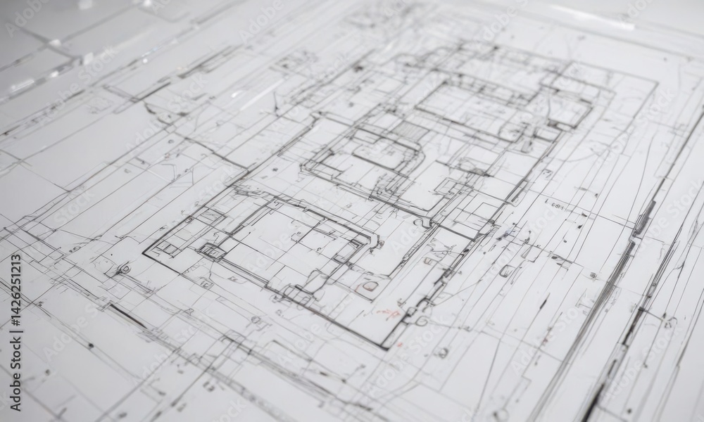 Technical drawing blueprint style, white background, black lines , background, construction Technical drawing blueprint style, white background, black lines , background, construction