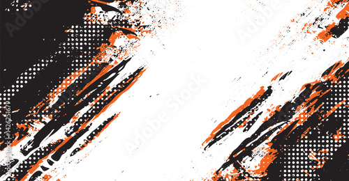 Abstract Black and Orange Grunge Texture Background with Halftone Dots for Modern Designs, Posters, and Creative Projects - High-Resolution Vector Illustration