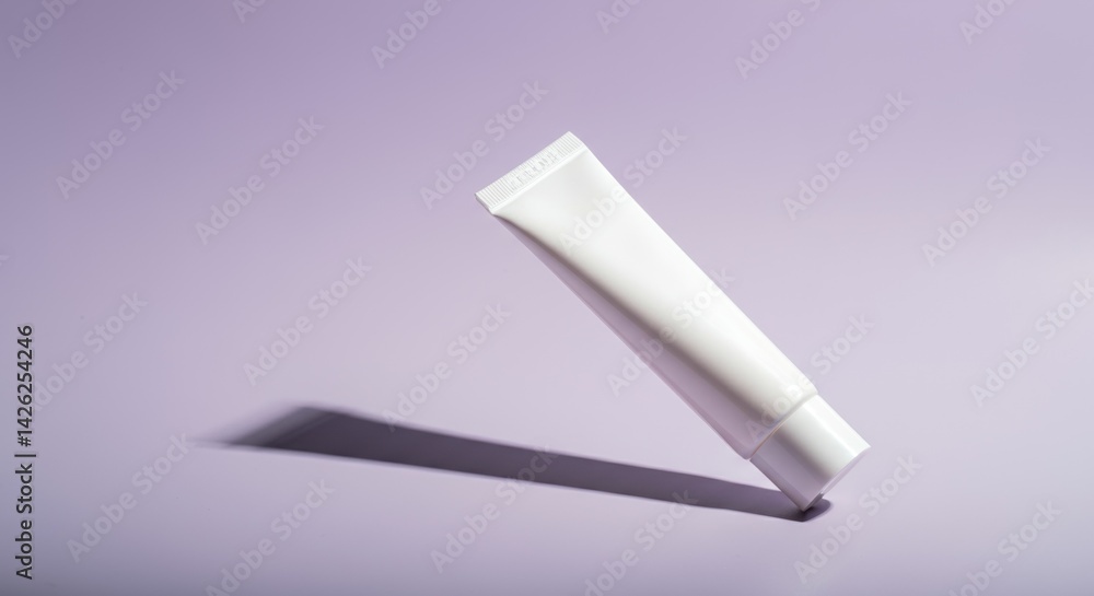 Minimalistic white tube on purple background with shadow effect Minimalistic white tube on purple background with shadow effect