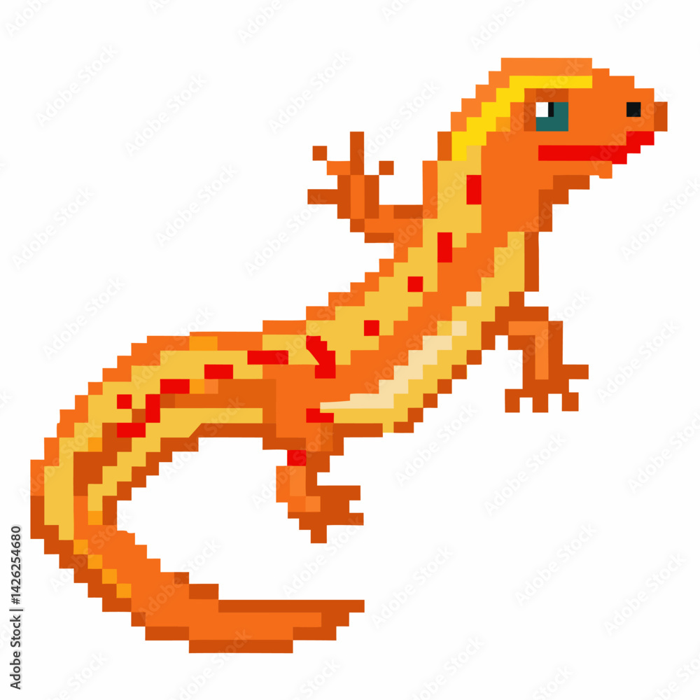 Obraz premium Retro Pixel Art Lizard Illustration 8 Bit Animal Design in Vibrant Colors
