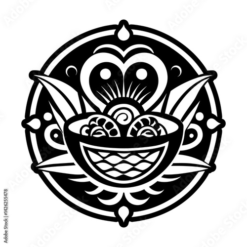 A glyph style icon of hispanic ceviche tattoo