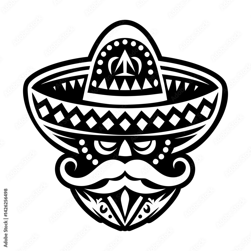 A filled style icon of sombrero tattoo A filled style icon of sombrero tattoo