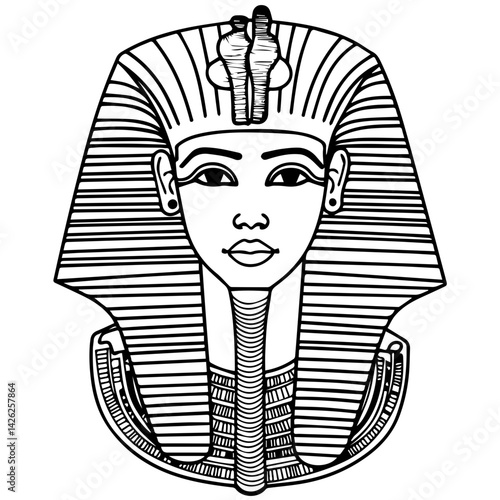 Pharaon Tutankhamun golden mask. Famous egyptian pharaon. vector