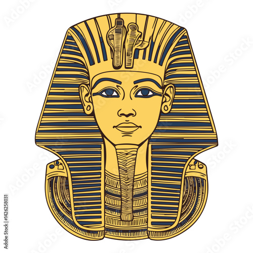 Pharaon Tutankhamun golden mask. Famous egyptian pharaon. vector