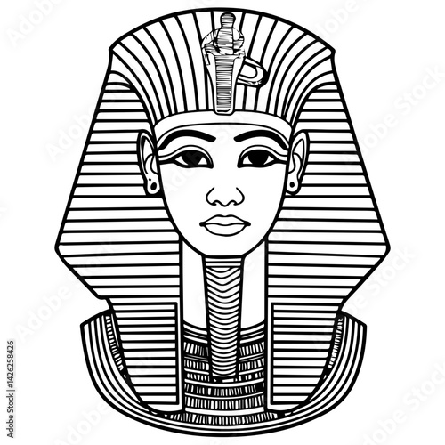 Pharaon Tutankhamun golden mask. Famous egyptian pharaon. vector