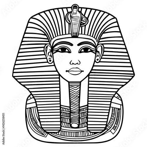 Pharaon Tutankhamun golden mask. Famous egyptian pharaon. vector
