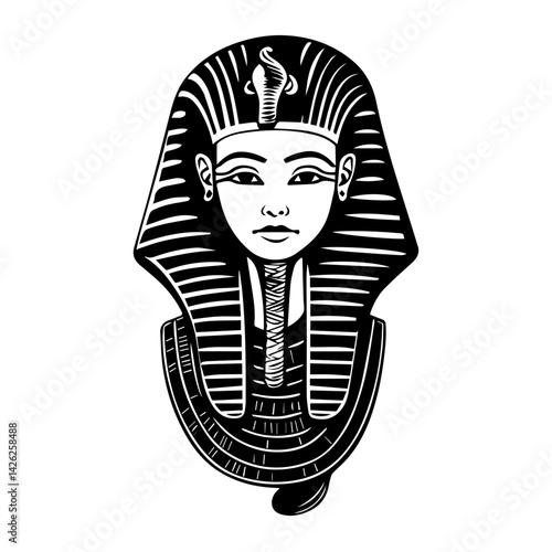 Pharaon Tutankhamun golden mask. Famous egyptian pharaon. vector