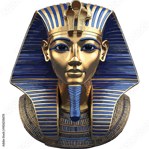 Pharaon Tutankhamun golden mask. Famous egyptian pharaon. vector