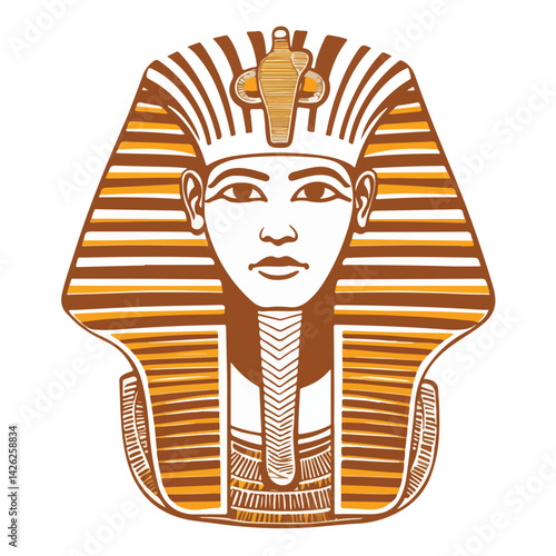 Pharaon Tutankhamun golden mask. Famous egyptian pharaon. vector