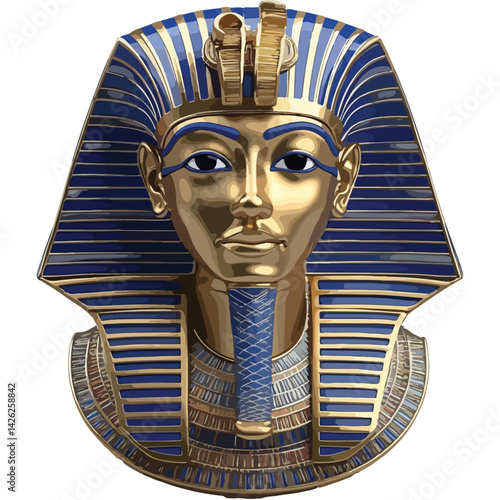 Pharaon Tutankhamun golden mask. Famous egyptian pharaon. vector