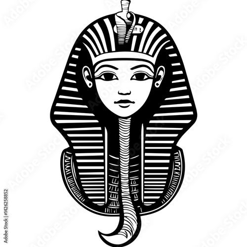 Pharaon Tutankhamun golden mask. Famous egyptian pharaon. vector