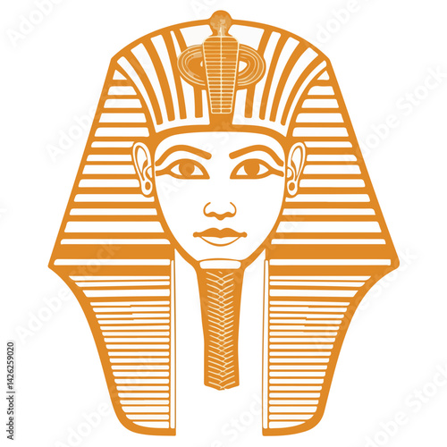 Pharaon Tutankhamun golden mask. Famous egyptian pharaon. vector