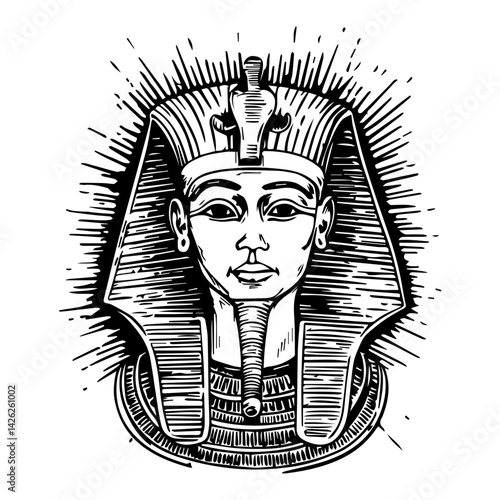 Pharaon Tutankhamun golden mask. Famous egyptian pharaon. vector