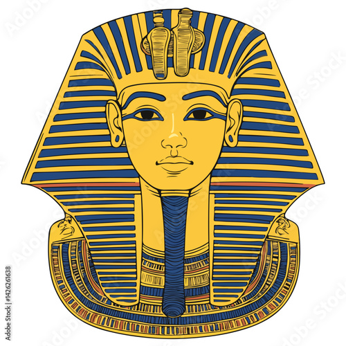 Pharaon Tutankhamun golden mask. Famous egyptian pharaon. vector