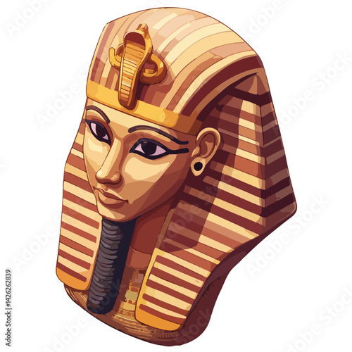 Pharaon Tutankhamun golden mask. Famous egyptian pharaon. vector